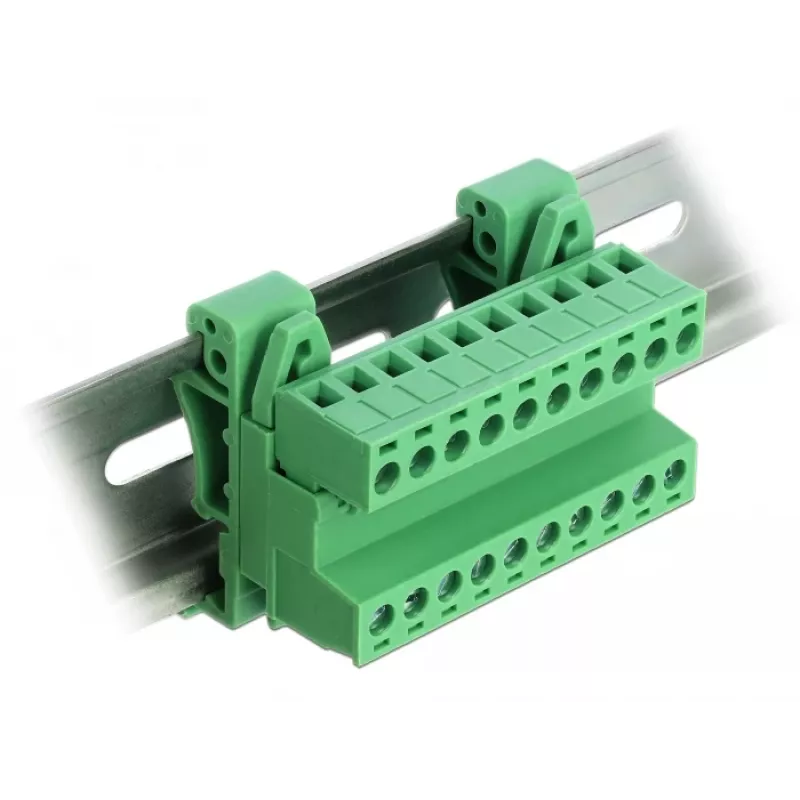 DELOCK Terminal Block Set DIN bėgiui, 10 kontaktų, 5,08 mm žingsnis, kampuotas