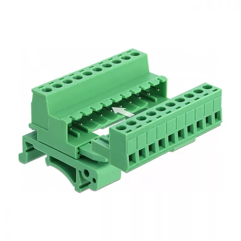 DELOCK Terminal Block Set DIN bėgiui, 10 kontaktų, 5,08 mm žingsnis, kampuotas