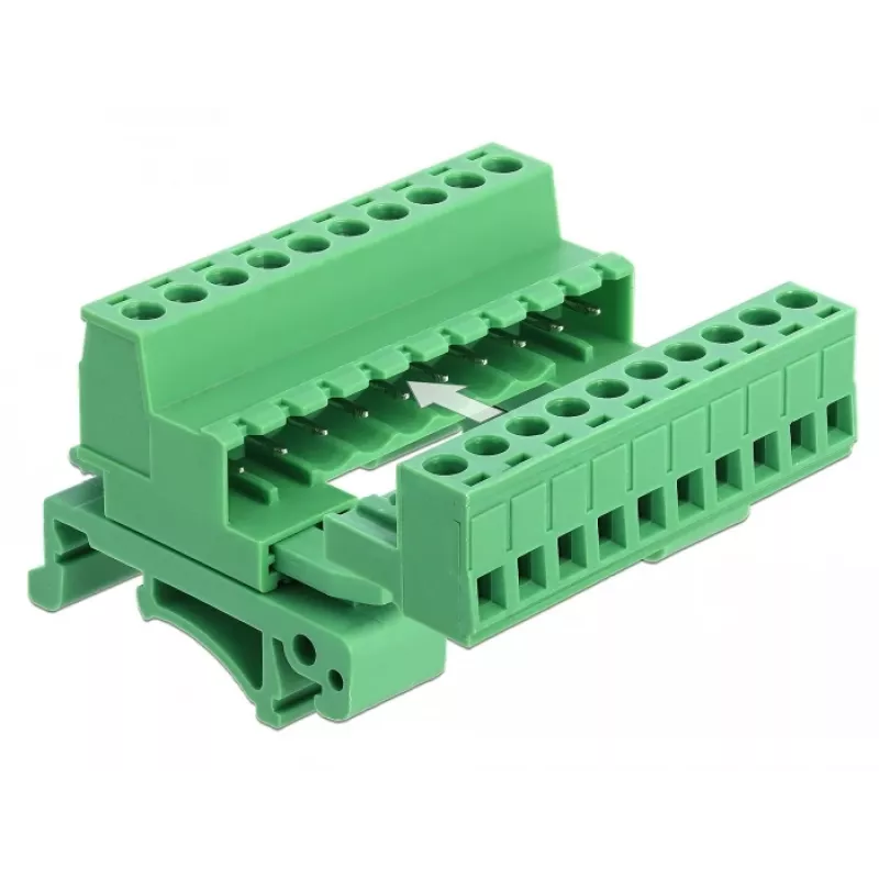 DELOCK Terminal Block Set DIN bėgiui, 10 kontaktų, 5,08 mm žingsnis, kampuotas