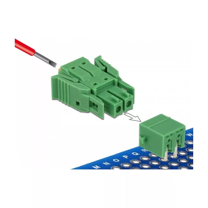 Delock Terminalų blokų rinkinys PCB 2 kontaktų 3,81 mm žingsniu horizontalus 65952