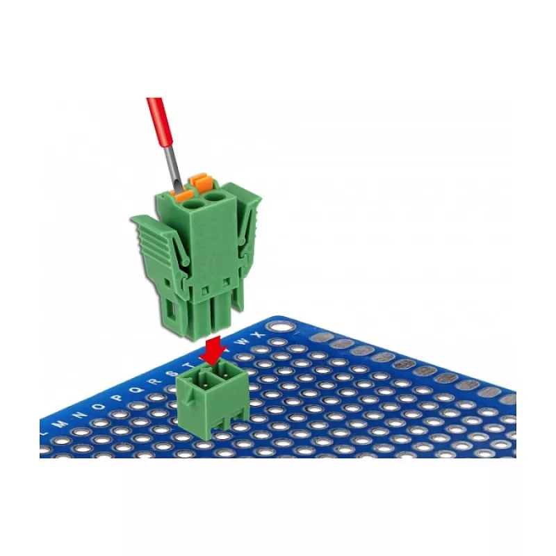 Delock terminalų blokų rinkinys PCB 2 kontaktų 3,81 mm žingsniu vertikalus (65968)
