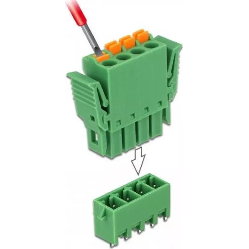 Delock Terminalų blokų rinkinys PCB 4 kontaktų 3,81 mm žingsniu vertikalus (65970)
