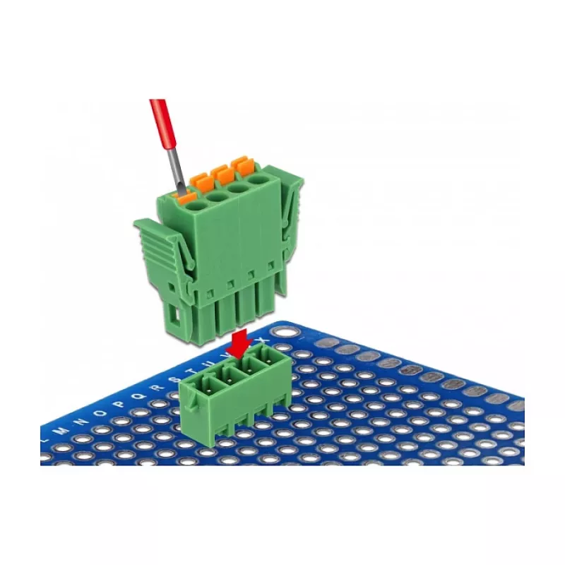 Delock Terminalų blokų rinkinys PCB 4 kontaktų 3,81 mm žingsniu vertikalus (65970)