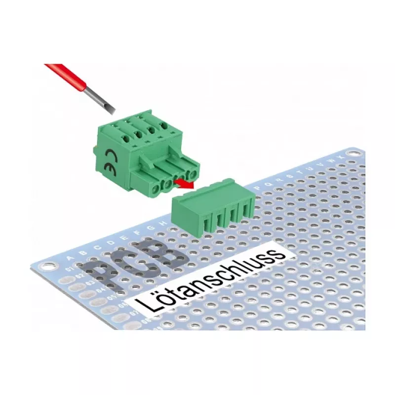 Delock gnybtų blokų rinkinys PCB plokštei, 4 kontaktų, 5,08 mm žingsniu, horizontalus, 66506