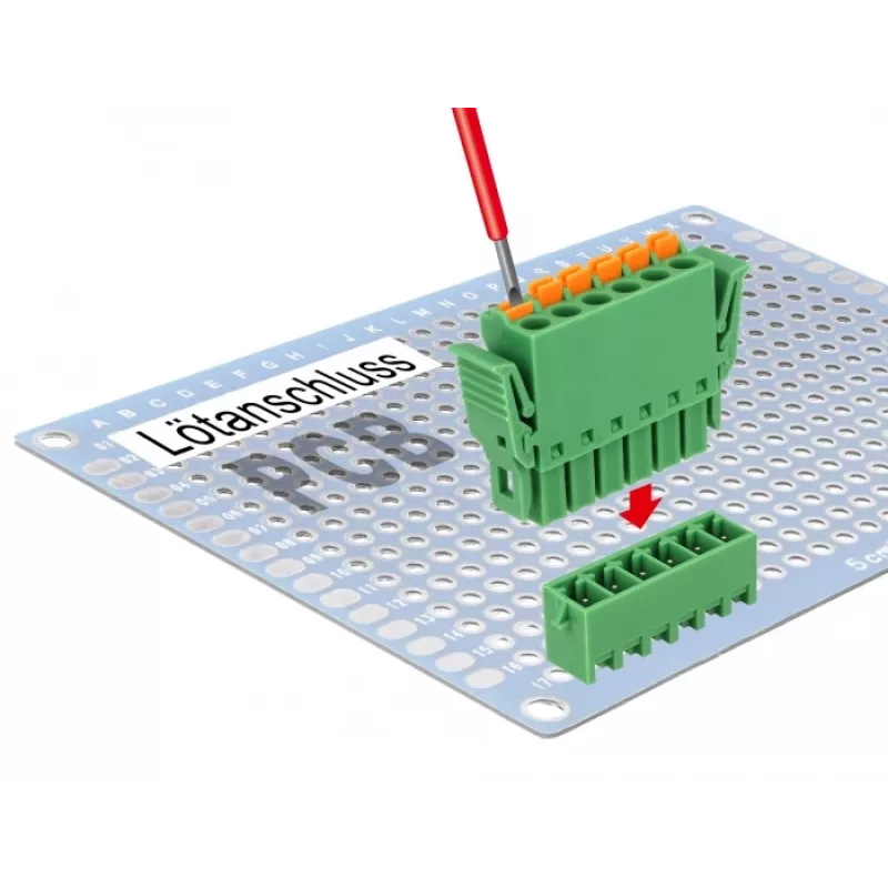 Delock Terminalų blokų rinkinys PCB 6 kontaktų 3,81 mm žingsniu vertikalus (65972)