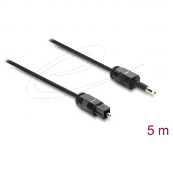 Delock TOSLINK laidas Mini TOSLINK 3,5 mm kištukas į TOSLINK kištuką, Ø 2,2 mm, 5 m, juodas