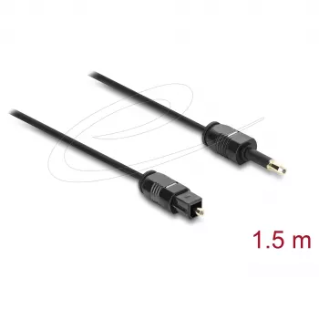 Delock TOSLINK laidas Mini TOSLINK 3.5 mm kištukas – TOSLINK kištukas, Ø 2,2 mm, 1,5 m, juodas