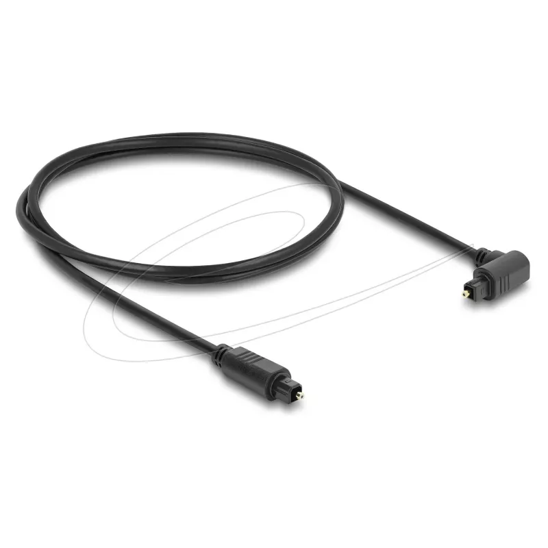 Delock TOSLINK optinis garso kabelis 1 m, 90° kampu lenktas į tiesų, 4 mm, juodas