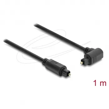 Delock TOSLINK optinis garso kabelis 1 m, 90° kampu lenktas į tiesų, 4 mm, juodas