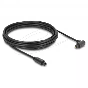 Delock TOSLINK optinis garso kabelis 5 m, 90° kampu lenktas į tiesų jungtį, 4 mm, juodas