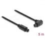 Delock TOSLINK optinis garso kabelis 5 m, 90° kampu lenktas į tiesų jungtį, 4 mm, juodas