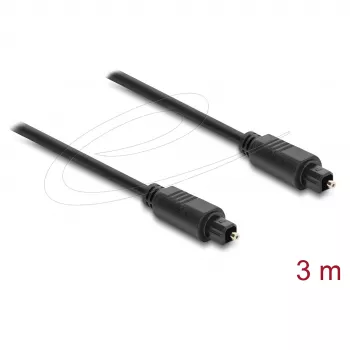 Delock TOSLINK optinis garso kabelis, vyras į vyrą, 3 m, 4 mm, juodos spalvos