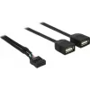Delock USB 2.0 pinų antgalio į 2 x Type-A moterišką adapterio kabelis 40 cm 83823