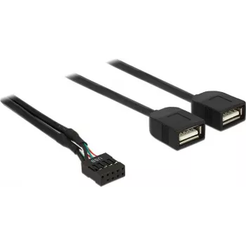 Delock USB 2.0 pinų antgalio į 2 x Type-A moterišką adapterio kabelis 40 cm 83823