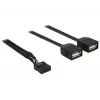 Delock USB 2.0 pinų antgalio į 2 x Type-A moterišką adapterio kabelis 40 cm 83823