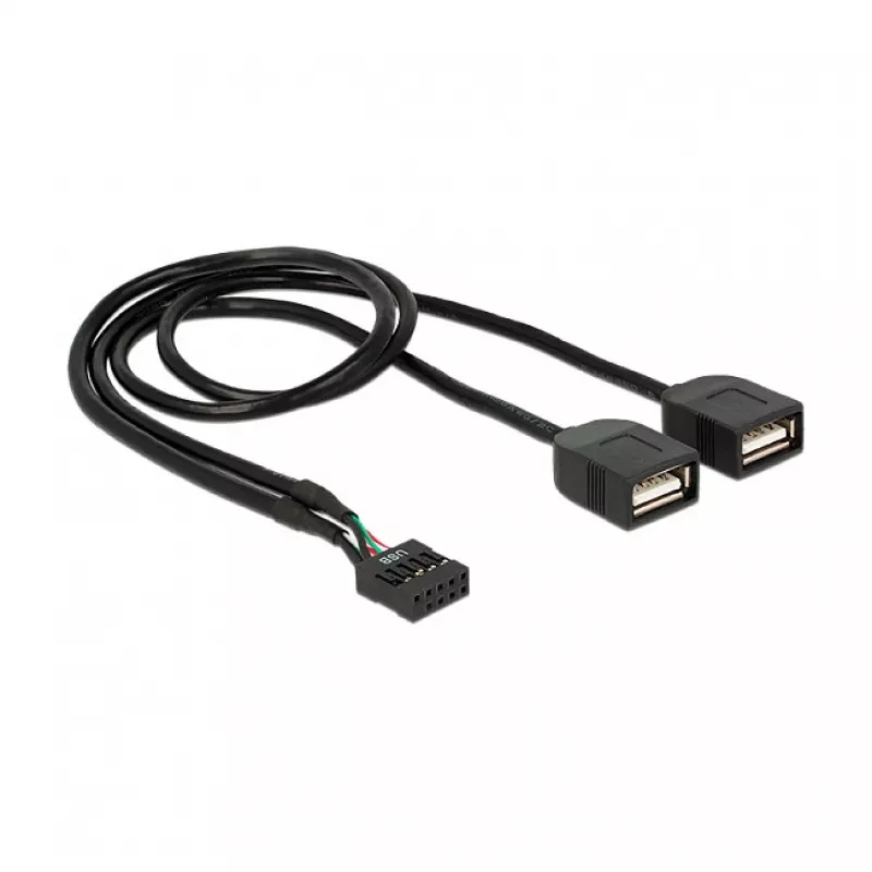 Delock USB 2.0 pinų antgalio į 2 x Type-A moterišką adapterio kabelis 40 cm 83823