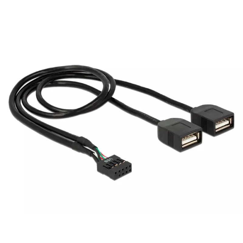 Delock USB 2.0 pinų antgalio į 2 x Type-A moterišką adapterio kabelis 40 cm 83823