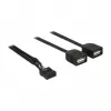 Delock USB 2.0 pinų antgalio į 2 x Type-A moterišką adapterio kabelis 40 cm 83823