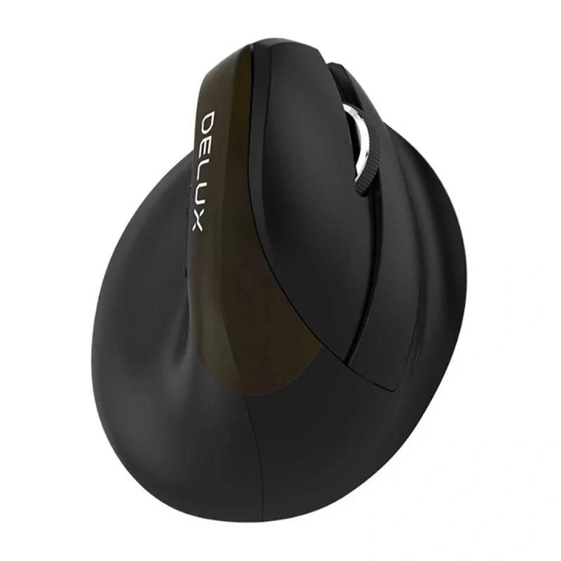 Delux M618 Mini Gold ergonomiška pelė – 2.4G / Bluetooth 5.0 / USB-C, 4000 DPI, dešinei rankai, vertikali