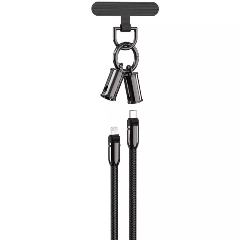 Devia 2-in-1 USB-C to Lightning Cable Lanyard 1,2m 27W Black
