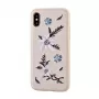 Devia Apple iPhone X / XS Flower Embroidery Case Jalam Series - Skaidrus su įvairiaspalve gėlių siuvinėjimo aplikacija