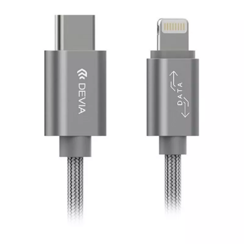 Devia Gracious USB-C–Lightning laidas, 1 m, pilkas