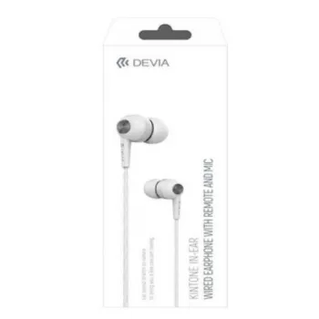 Devia Kintone Wired Earphones su 3,5mm lizdu, balta