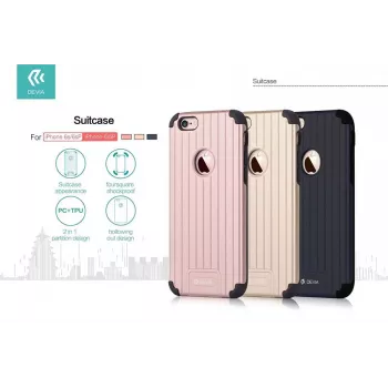 DEVIA Suitcase Series Back Cover, skirta Apple iPhone 6 Plus / 6s Plus - Rose Gold