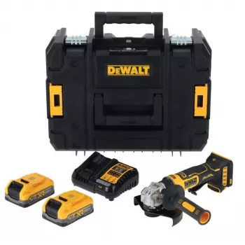 DEWALT DCG404S2T-QW 18V belaidis kampinis šlifuoklis 125mm bešepetėlis 2x4.0Ah XR Li-Ion akumuliatoriai ir įkroviklis TSTAK dėžė