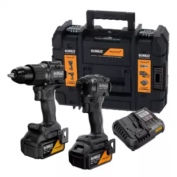 DEWALT DCK2222MM2T-QW 18V XR bešepetėlis dviejų įrankių rinkinys: gręžtuvas su suktuvu ir smūginis suktuvas, 2x4.0Ah baterijos, kroviklis, TSTAK II dėklas