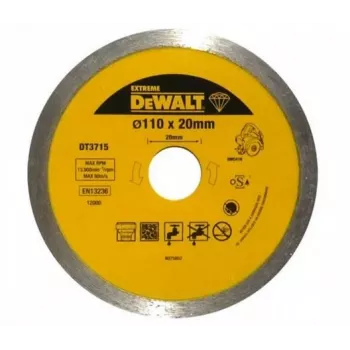 DEWALT DT3715-QZ 115 mm pjovimo diskas metalui ir nerūdijančiam plienui, 1,0 mm plonas, 22,23 mm anga, 80 m/s, 13300 aps./min., 41 tipo plokščias, aliuminio oksidas, stiklo pluošto armuotas, EN 12413, 1 vnt.
