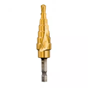 DEWALT DT5027-QZ HSS Pakopinis Grąžtas 4-12 mm, 9 Pakopų, TiN Danga, Šešiakampis Kotas