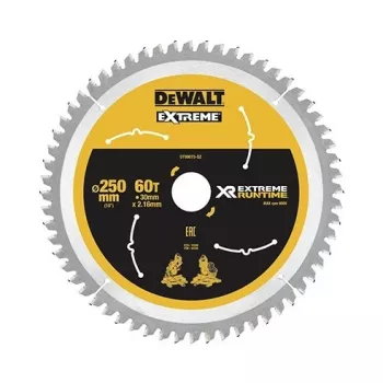 DEWALT DT99573 Diskinis pjūklas 250 mm 60 dantys TCT Fine Cut medžiui, fanerai, MDF, medžio drožlių plokštėms