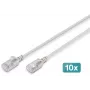 DIGITUS CAT 6A F-FTP Slim Patch Cable, 3 m, Grey, 10-Pack, LSZH, 10GBase-T, 500 MHz, RJ45, PoE+