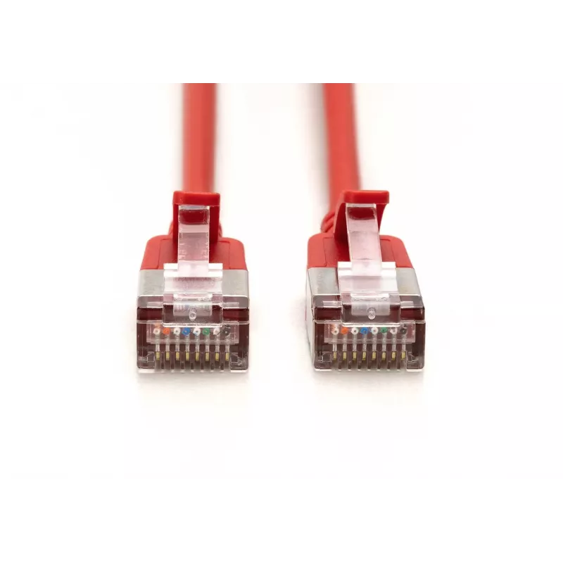 DIGITUS CAT 6A F-FTP Plonas pataisos kabelis, 3 m, Raudonas, 10 vnt., LSZH, 10 Gbps, 500 MHz