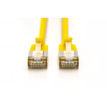 Digitus CAT 6A F/FTP Slim Patch Cable, 5 m, geltona, 10 vnt. pakuotė, LSZH, 10GBase-T, 500 MHz, Snagless