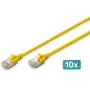 Digitus CAT 6A F/FTP Slim Patch Cable, 5 m, geltona, 10 vnt. pakuotė, LSZH, 10GBase-T, 500 MHz, Snagless