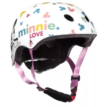 Vaikiškas dviračių šalmas Disney Minnie Mouse, 3–6 m., rožinis/raudonas, CE EN 1078, reguliuojamas, 6 ventiliacijos angos