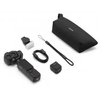 DJI Osmo Pocket 4P Standard Combo – 1 colio CMOS 4K120fps 3 ašių gimbal kamera, 2 inch pasukamas jutiklinis ekranas, 37MP nuotrauka, 240fps sulėtintas vaizdas, Wi-Fi/Bluetooth, 160 min baterija