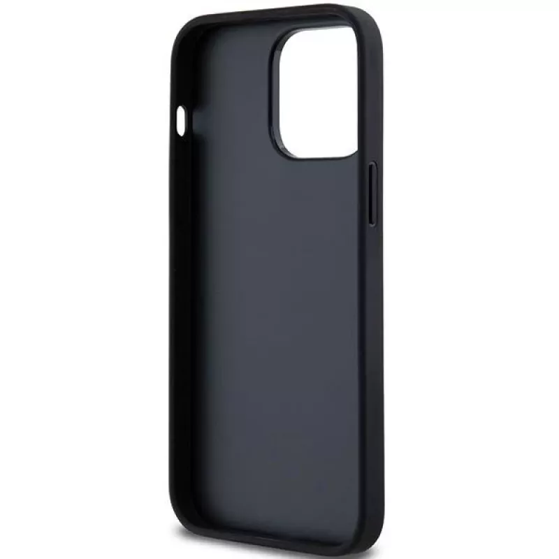 DKNY Leather Mono Stripe & Metal Logo dėklas, skirtas Apple iPhone 14 Pro - juodas