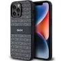 DKNY Leather Mono Stripe & Metal Logo dėklas, skirtas Apple iPhone 14 Pro - juodas