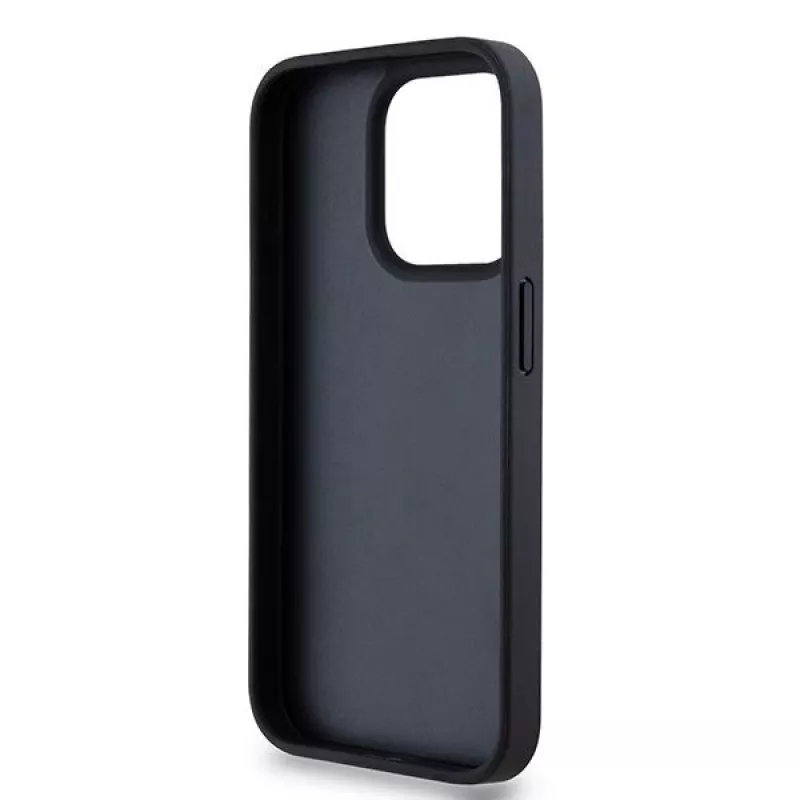 DKNY Leather Mono Stripe & Metal Logo dėklas, skirtas iPhone 15 Pro - juodas