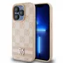 DKNY PU odos languoto rašto ir juostelių dėklas, skirtas iPhone 13 Pro, rožinis