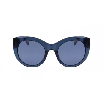 DKNY moteriški drugelio formos akiniai nuo saulės DK517S-400 mėlyni acetatiniai rėmeliai su pilkais gradientiniais lęšiais 52 mm