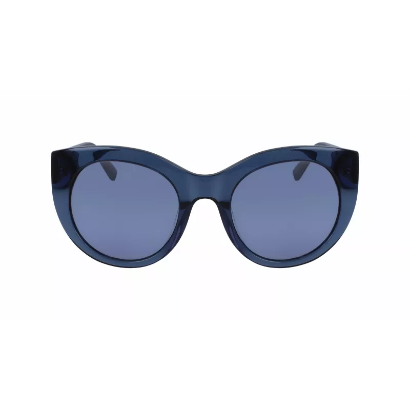 DKNY moteriški drugelio formos akiniai nuo saulės DK517S-400 mėlyni acetatiniai rėmeliai su pilkais gradientiniais lęšiais 52 mm