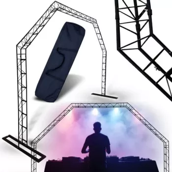 DNA PROFESSIONAL DNA DJ GATE nešiojama apšvietimo santvarų sistema, plieninė, juoda, 60 kg apkrova, 1500–3000 mm aukštis