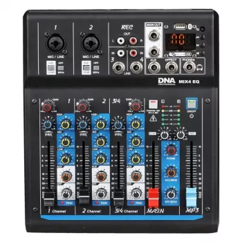 DNA Professional DNA MIX 4 EQ 4 kanalų analoginis garso maišytuvas su USB, MP3, Bluetooth