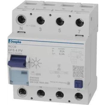 Doepke DFS4 063-4/0.30-PVFI liekamosios srovės grandinės pertraukiklis 4 polių 63 A 300 mA F tipo 09146804