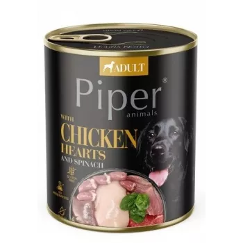 DOLINA NOTECI Piper Šunų ėdalas su Vištienos širdelėmis ir Špinatais, šlapias, 800 g