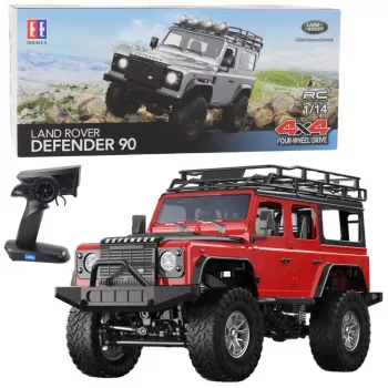 Double E nuotoliniu valdymu visureigis RC Land Rover Defender 90 raudonas 1:14